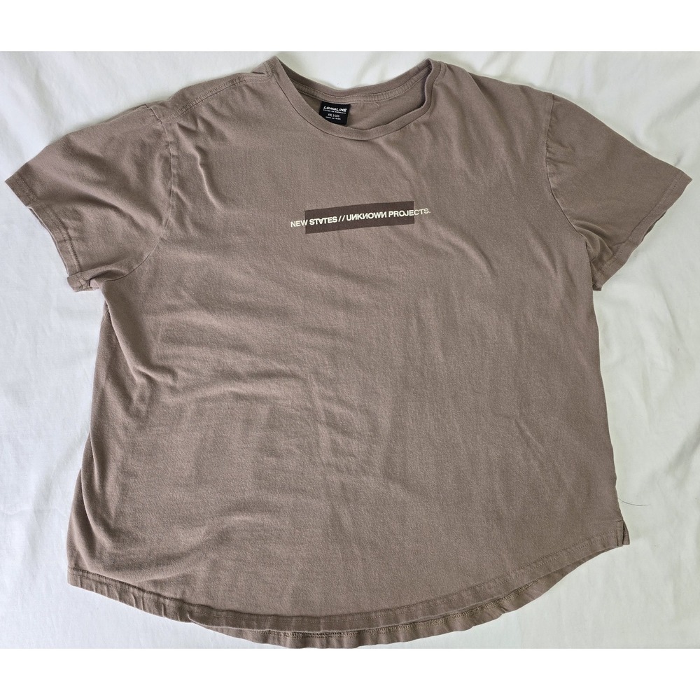 Cotton‎ On Mens 2XL Longline T-Shirt Dark Beige "New States Unknown Projects"